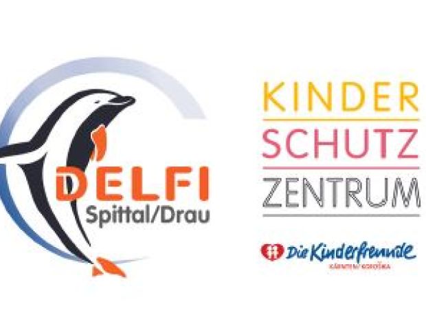 Sie sehen ein Bild mit den Logo vom Kinderschutzzentrum DELFI Spittal