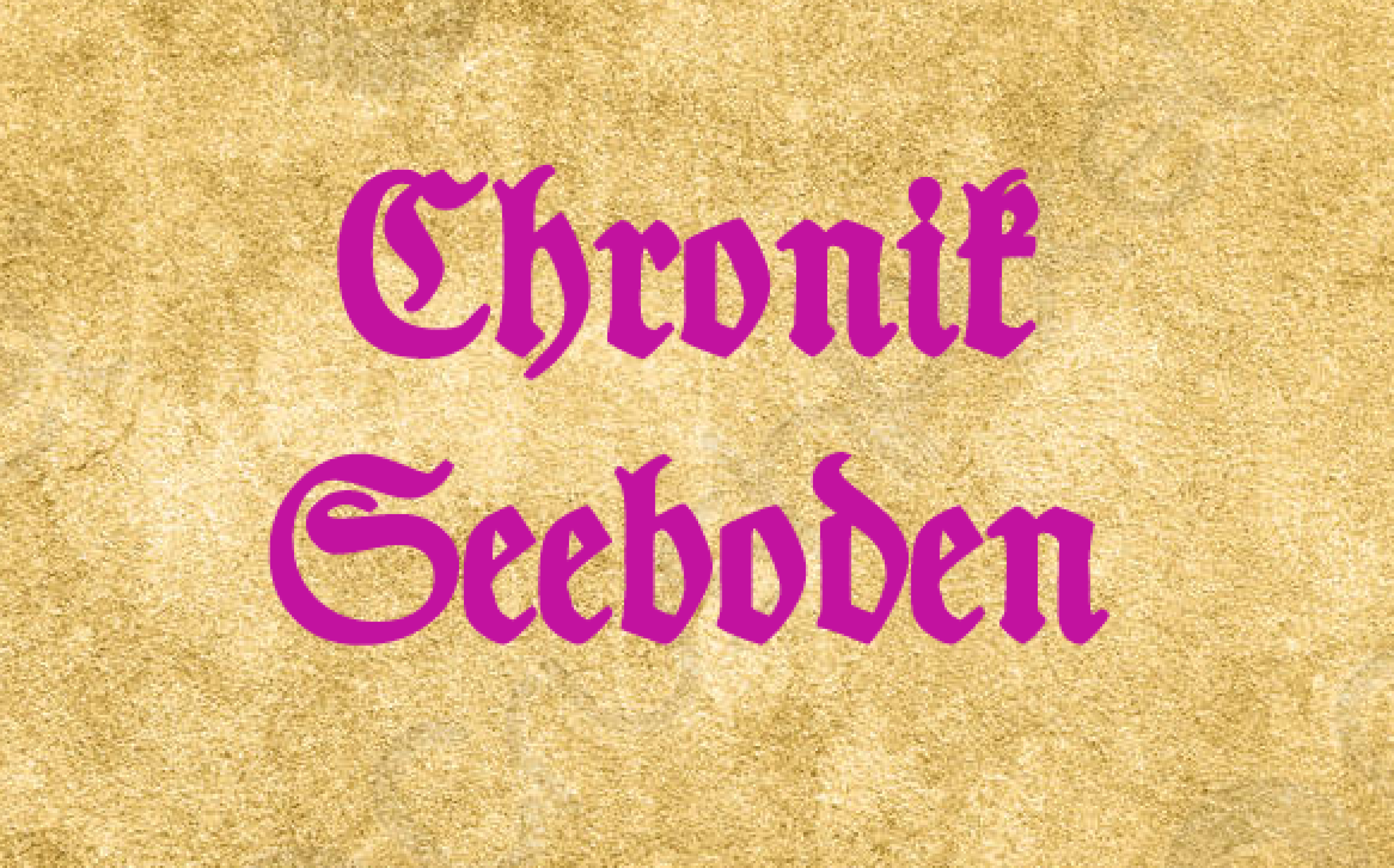 Das Logo der Seeboden Chronik in Gold hinterlegt mit pinker Aufschrift. 