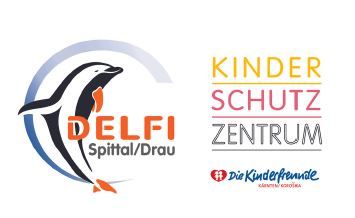 Sie sehen ein Bild mit den Logo vom Kinderschutzzentrum DELFI Spittal